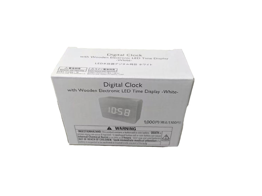 ＬＥＤ木目調デジタル時計（ＷＨ） ダイソー(DAISO)