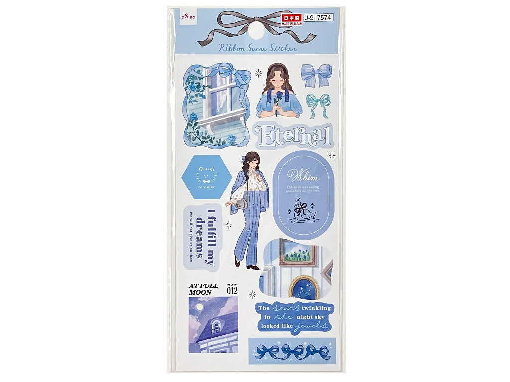 シール（リボンシュクレ、ブルー） ダイソー(DAISO)