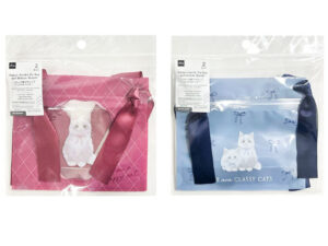 リボン付底マチジップハンドルバッグ（ねこ、２枚） ダイソー(DAISO)