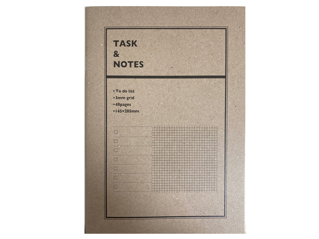 タスク管理ノート（Ａ５、ＴＯＤＯ＋３ｍｍグリッド罫、４８ページ、ベージュ） ダイソー(DAISO)