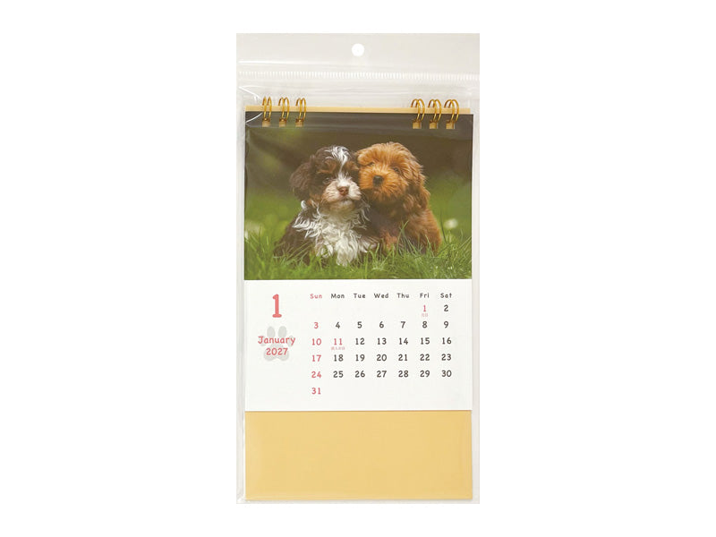 ２０２７年卓上Ｗリングフォトカレンダー（Ａ６タテ、犬） ダイソー(DAISO)