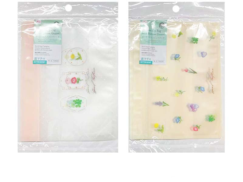 底マチフロストジップバッグ（春の花、４枚） ダイソー(DAISO)