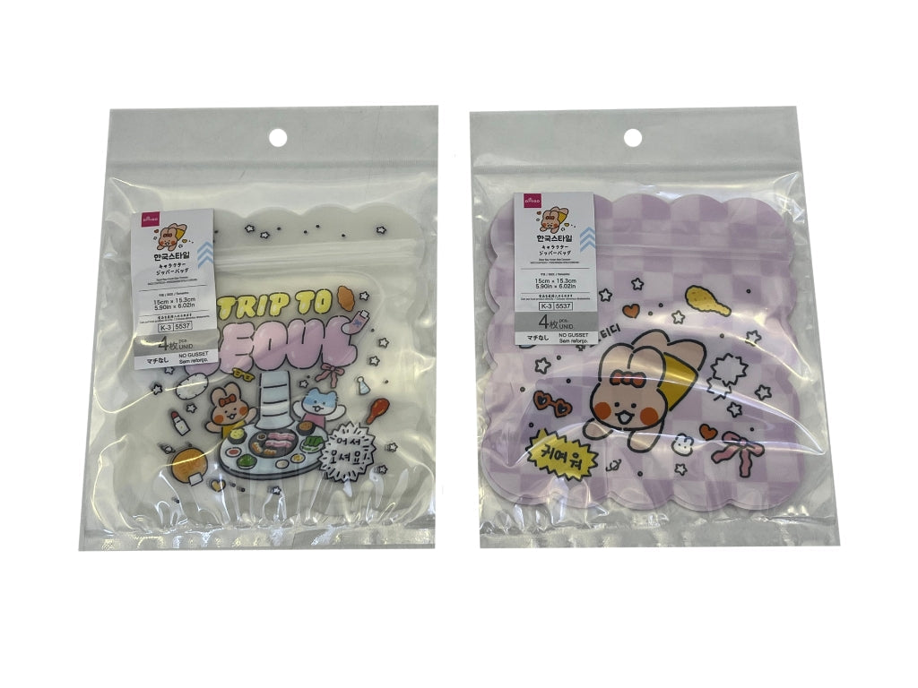 ジッパーバッグ（韓国スタイルキャラクター、４枚） ダイソー(DAISO)