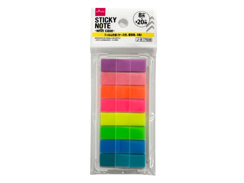 フィルム付箋（ケース付、蛍光色、８色） ダイソー(DAISO)