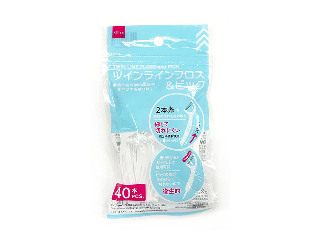 ツインラインフロス＆ピック（４０本、ジッパー袋入） ダイソー(DAISO)