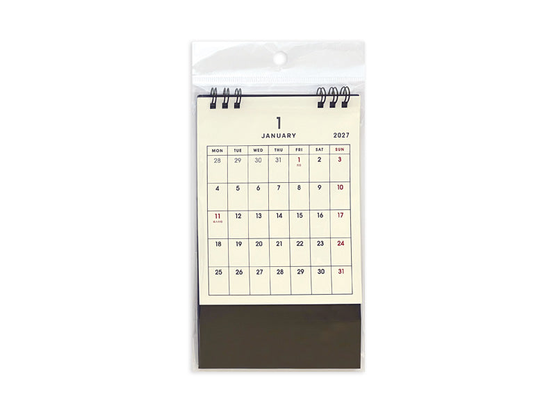 ２０２７年卓上Ｗリングカレンダー（Ａ６タテ、シンプル、月曜始まり） ダイソー(DAISO)