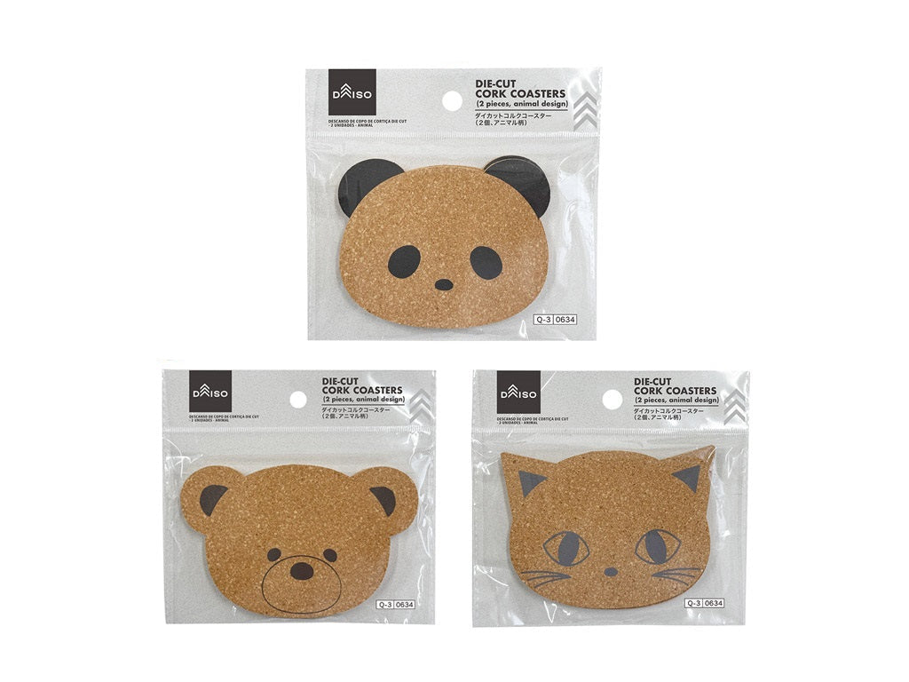 ダイカットコルクコースター（２個、アニマル柄） ダイソー(DAISO)