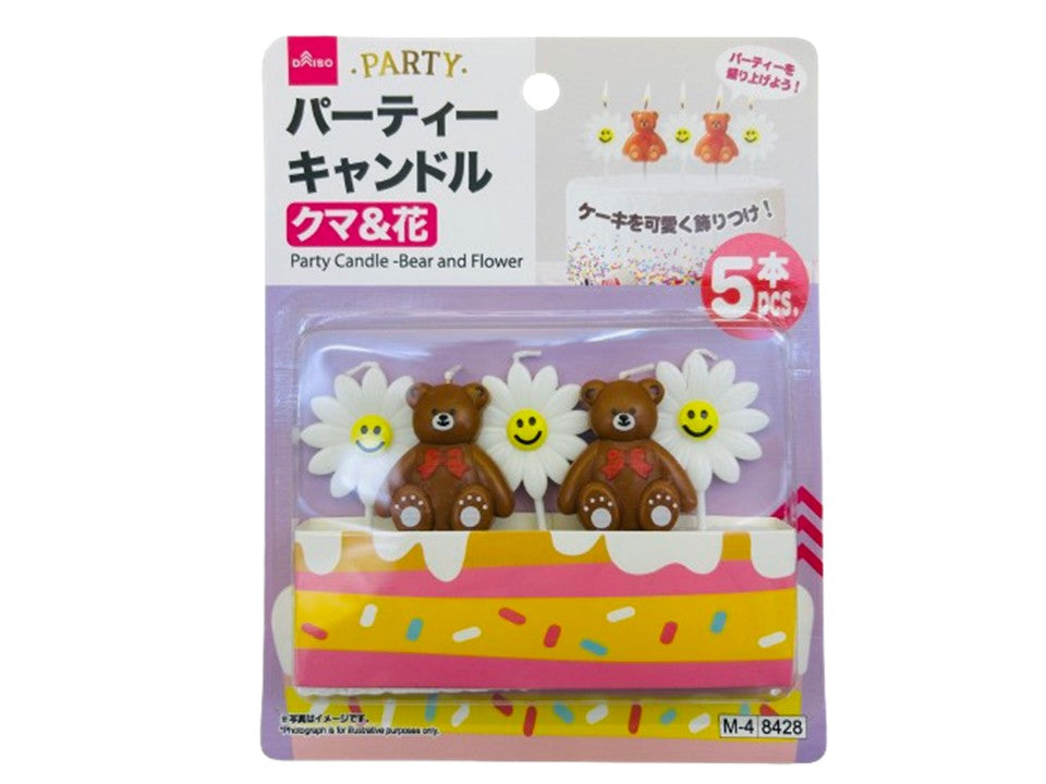 パーティーキャンドル（クマ＆花、５本） ダイソー(DAISO)