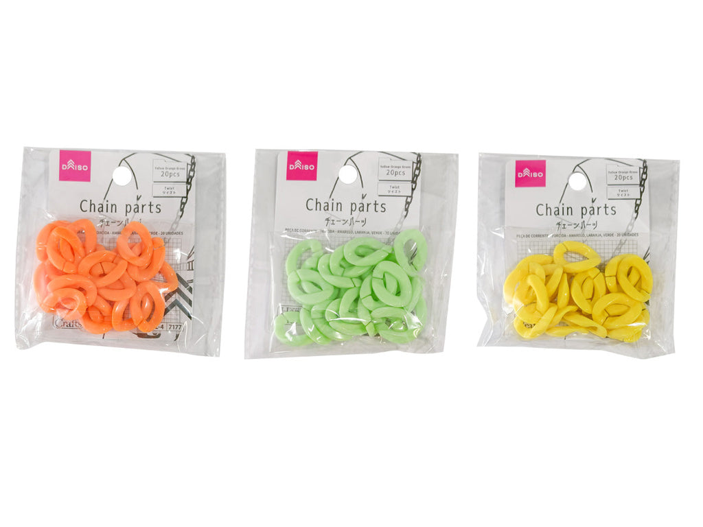 チェーンパーツ（ツイスト、イエロー・オレンジ・グリーン、２０個） ダイソー(DAISO)