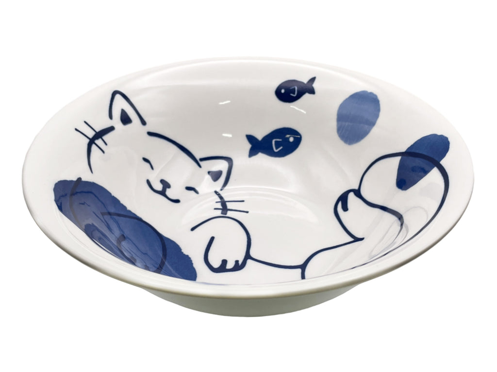 ラーメンどんぶり（藍にゃんこ） ダイソー(DAISO)