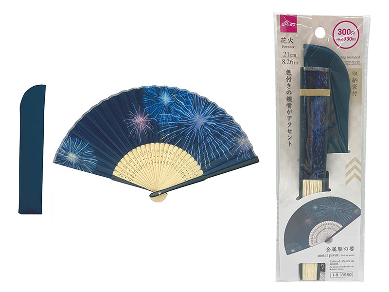 バイカラー扇子（花火、収納袋付） ダイソー(DAISO)