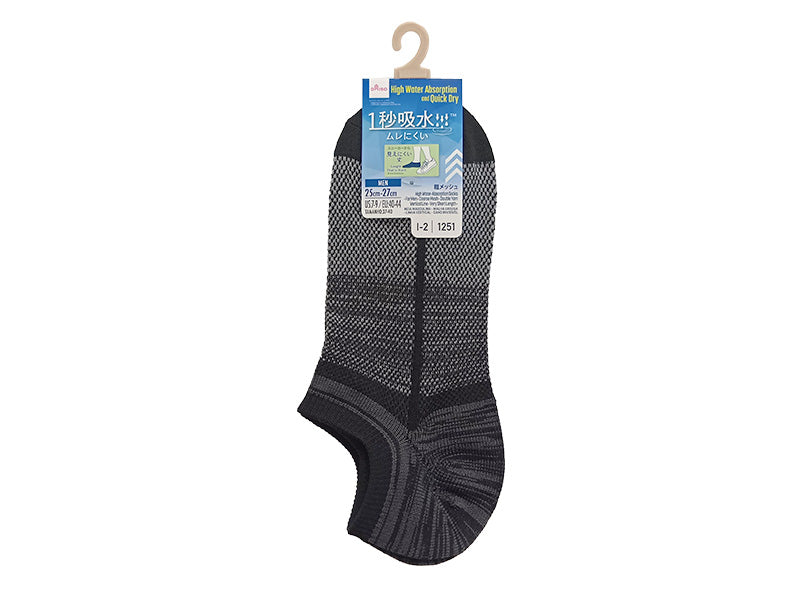 １秒吸水ソックス（メンズ、粗メッシュ、引揃え縦ライン、ベリーショート丈） ダイソー(DAISO)