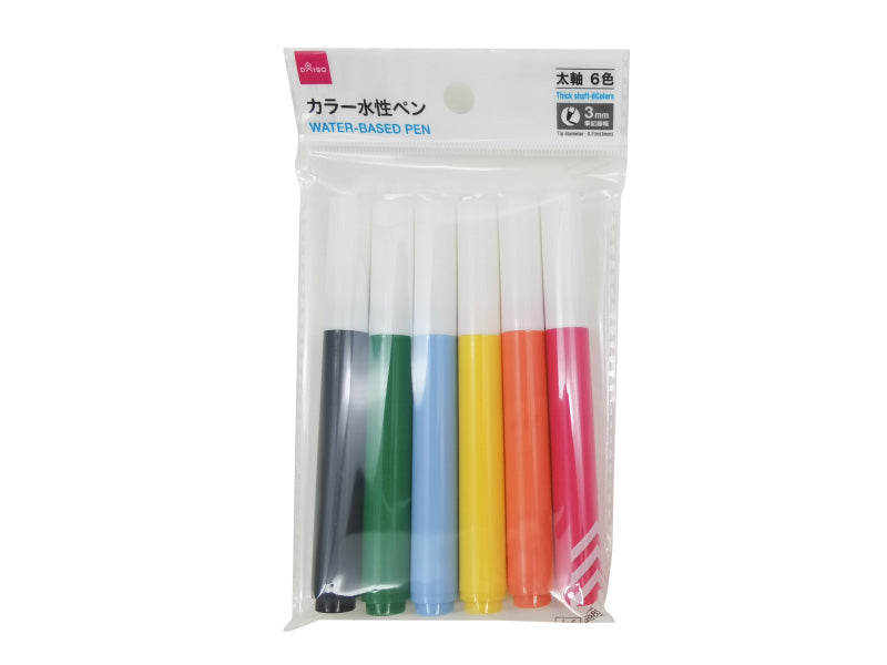 カラー水性ペン（太軸、６色） ダイソー(DAISO)