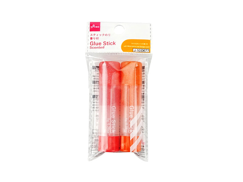 スティックのり（ラメ入、透明カラー、香り付、スイカ＆オレンジ、２本） ダイソー(DAISO)