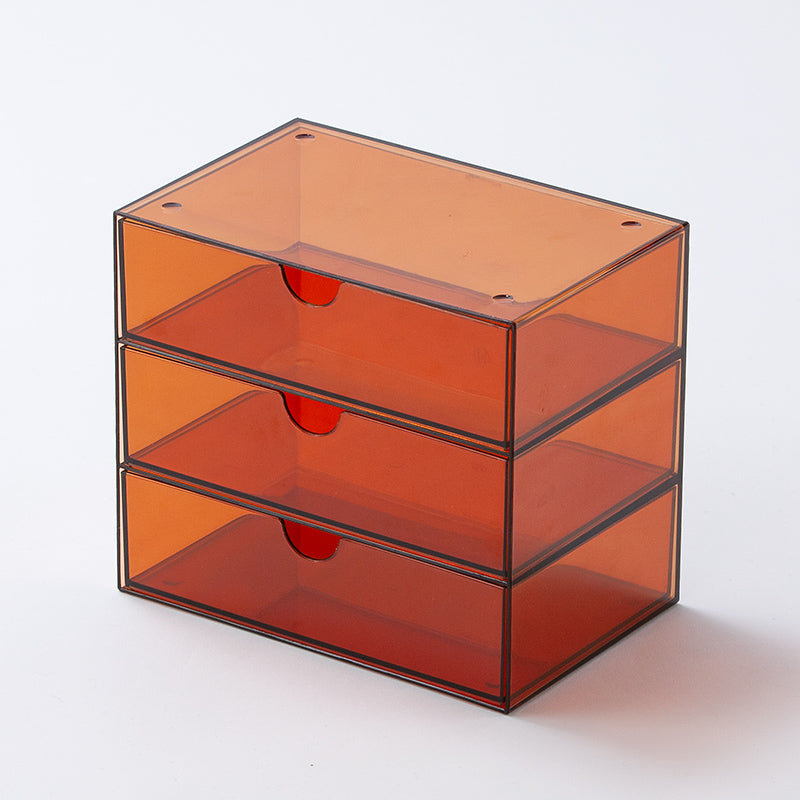 小物入れ引出し収納ケース（クリアアンバー、３段） ダイソー(DAISO)