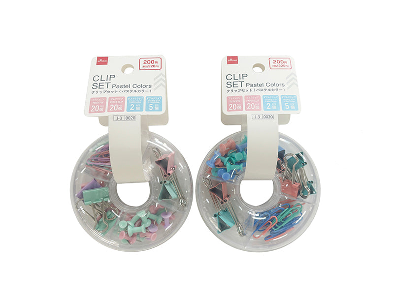 クリップセット（ドーナツ型ケース入、パステルカラー） ダイソー(DAISO)