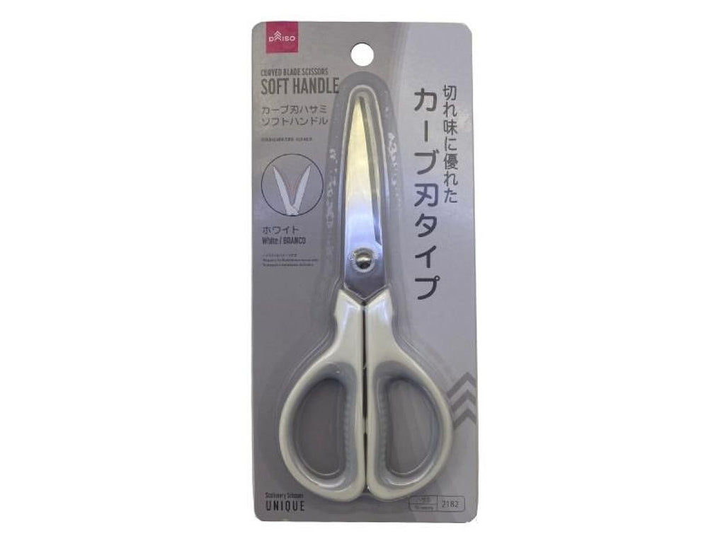 カーブ刃ハサミ（ソフトハンドル、ホワイト） ダイソー(DAISO)