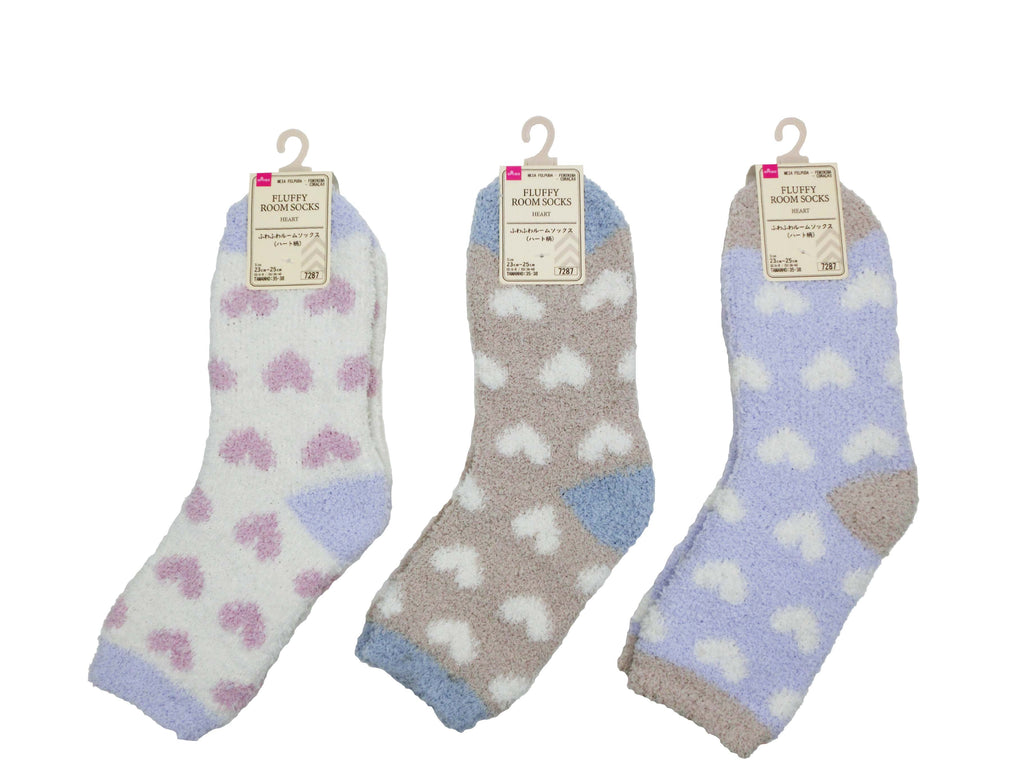 ふわふわルームソックス（レディース、ハート柄） ダイソー(DAISO)