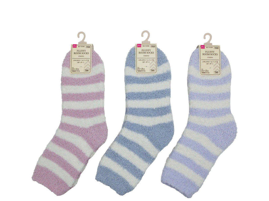 ふわふわルームソックス（レディース、ボーダー） ダイソー(DAISO)