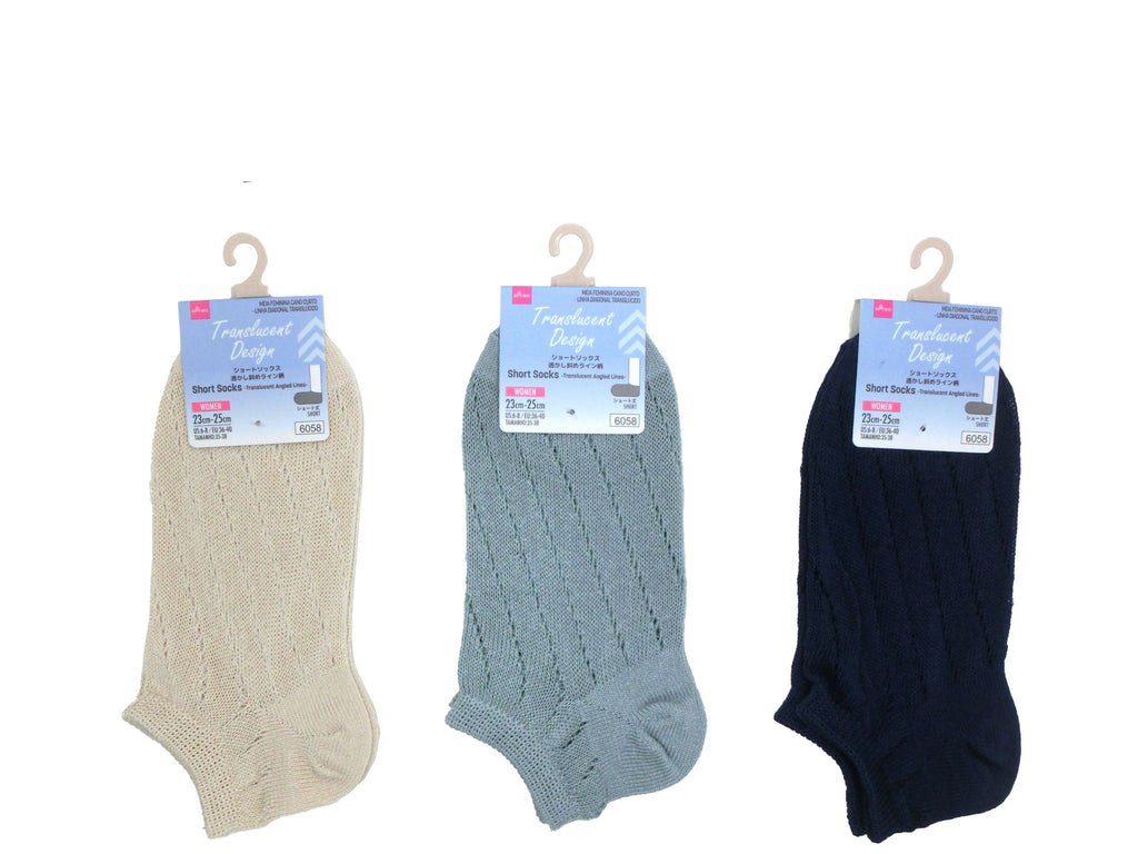 ショートソックス（透かし斜めライン柄） ダイソー(DAISO)