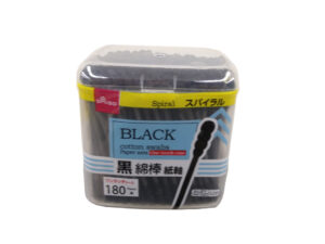 スパイラル黒綿棒紙軸１８０本ワンタッチケース ダイソー(DAISO)