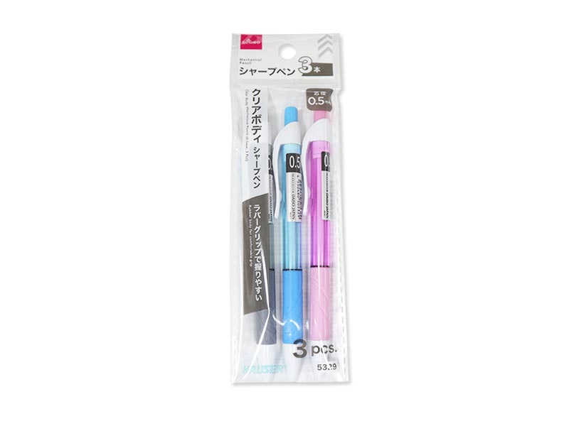 クリアボディ シャープペン （３本） ダイソー(DAISO)