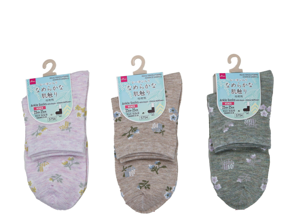 アンクルソックス（レーヨン入、桔梗柄） ダイソー(DAISO)