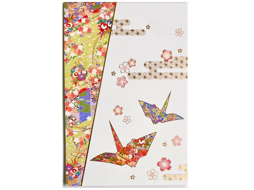和風はがき箋（折り鶴と桜、５枚） ダイソー(DAISO)