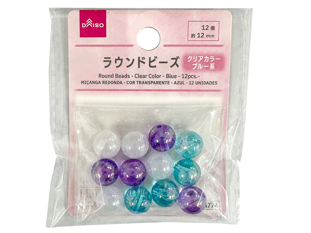 ラウンドビーズ（クリアカラー、ブルー系、１２個） ダイソー(DAISO)