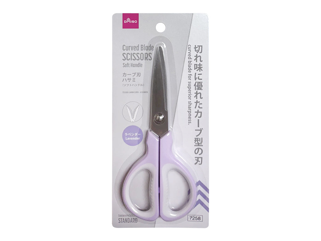 カーブ刃ハサミ（ソフトハンドル、ラベンダー） ダイソー(DAISO)