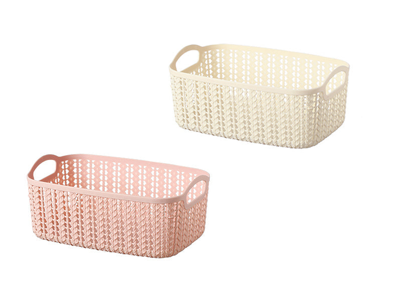 花柄デザインバスケット（取っ手付、長方形、深型） ダイソー(DAISO)