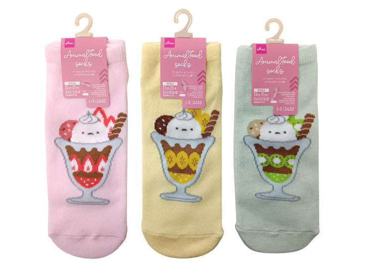 アニマルフードソックス（レディース、シマエナガパフェ柄、ショート丈） ダイソー(DAISO)