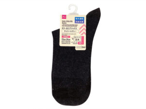 カラー太リブソックス（チャコールグレー、かかと直角、吸水速乾、消臭） ダイソー(DAISO)