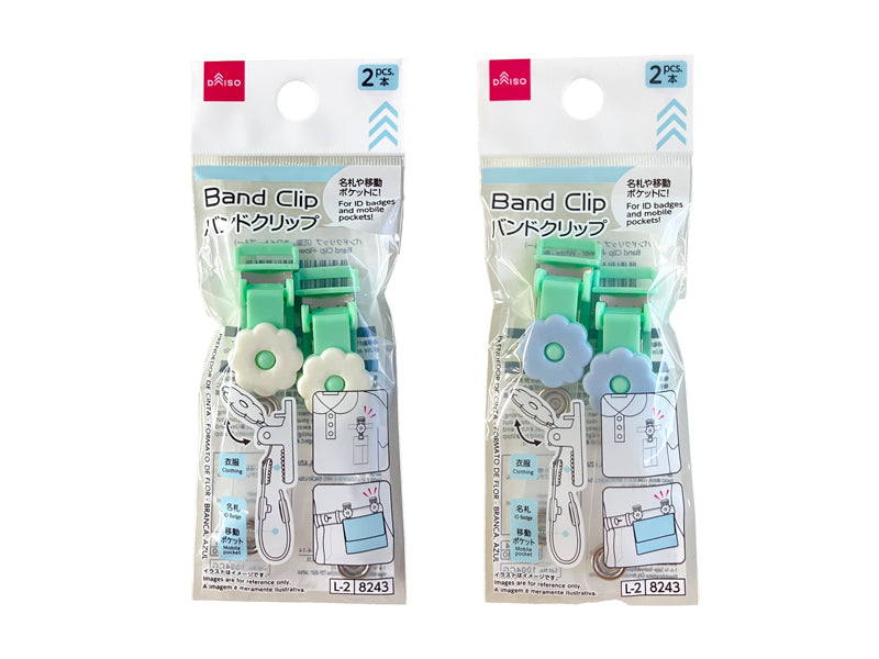 バンドクリップ（花型、ホワイト、ブルー） ダイソー(DAISO)