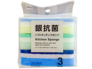 ソフトキッチンスポンジ（銀抗菌、３個） ダイソー(DAISO)