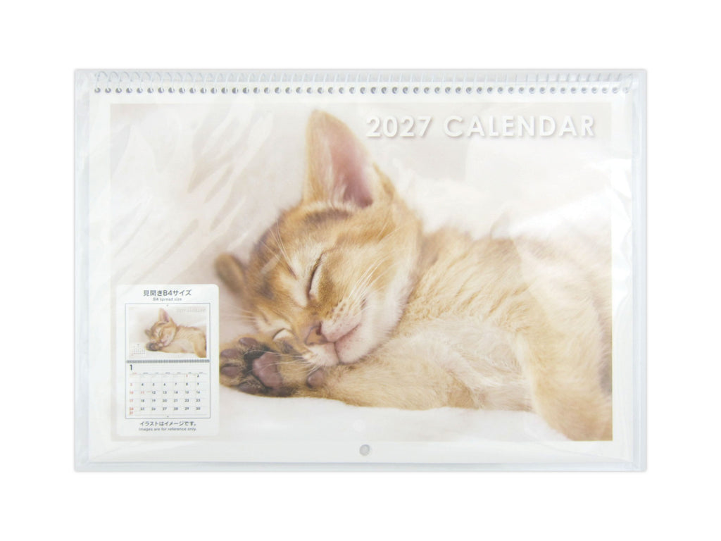 ２０２７年壁掛けカレンダー（見開きＢ４、リング、ねこ） ダイソー(DAISO)
