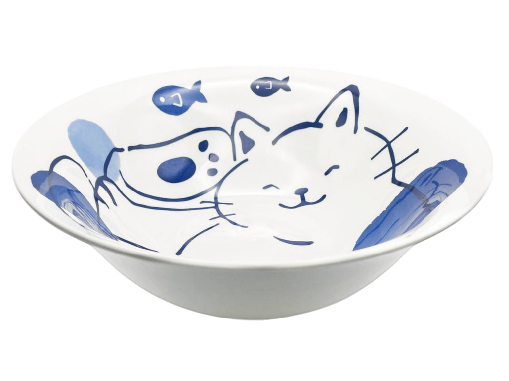 ラーメンどんぶり（藍にゃんこ） ダイソー(DAISO)