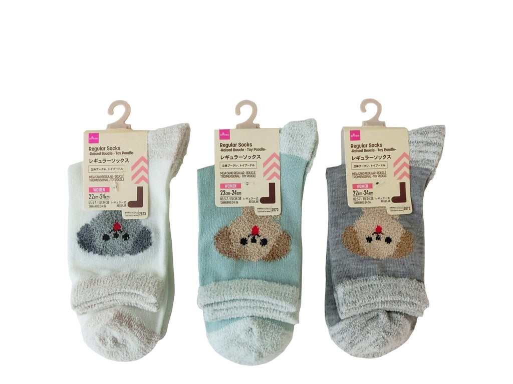 レギュラーソックス（立体ブークレ、トイプードル） ダイソー(DAISO)