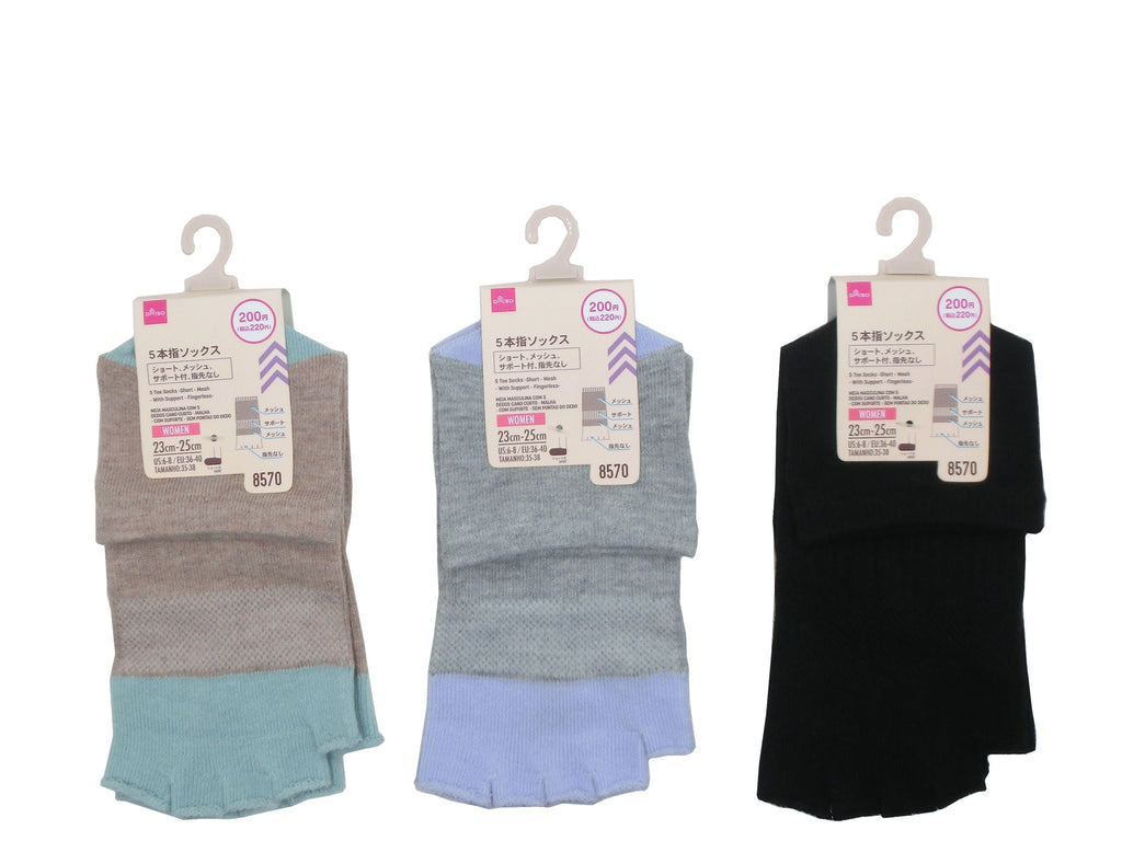 ５本指ソックス（ショート、メッシュ、サポート付、指先なし） ダイソー(DAISO)