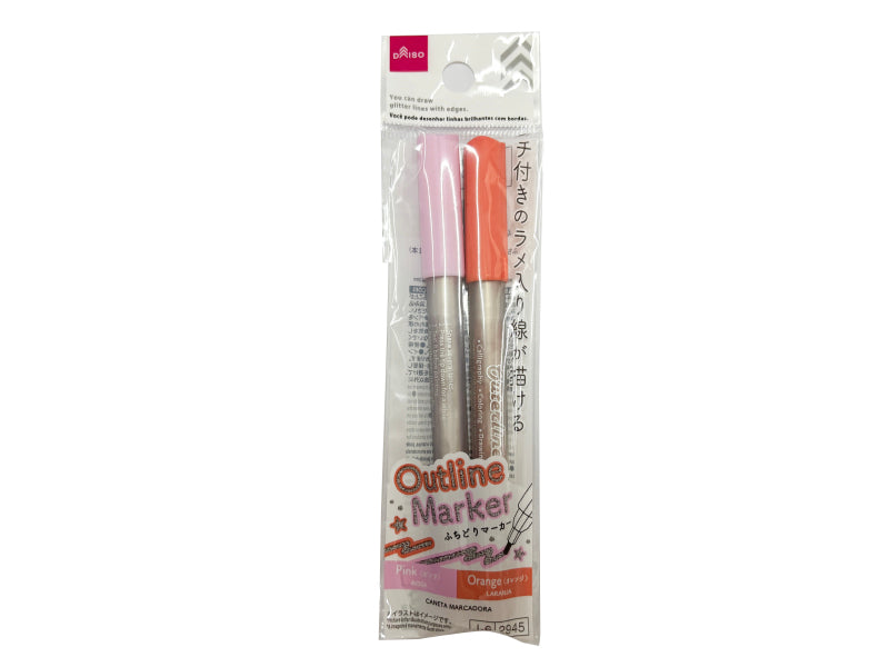 ふちどりマーカー（ピンク、オレンジ、２本） ダイソー(DAISO)