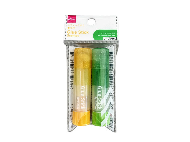 スティックのり（ラメ入、透明カラー、香り付、レモン＆アップル、２本） ダイソー(DAISO)