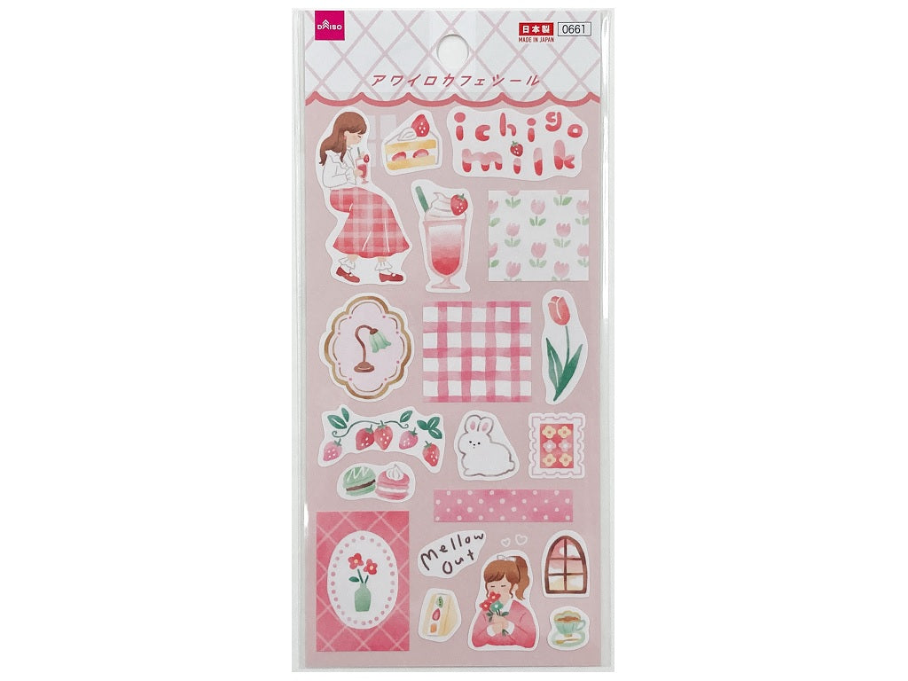 シール（アワイロカフェ、イチゴミルク） ダイソー(DAISO)