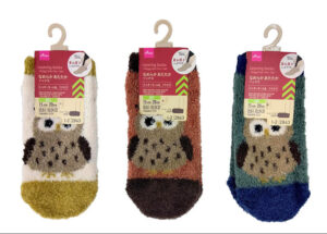 重ね履きソックス（キッズ、シャギーモール糸、フクロウ） ダイソー(DAISO)