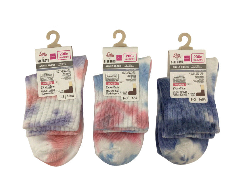 レディースカラーアンクルソックス（タイダイ、履き口リブ） ダイソー(DAISO)