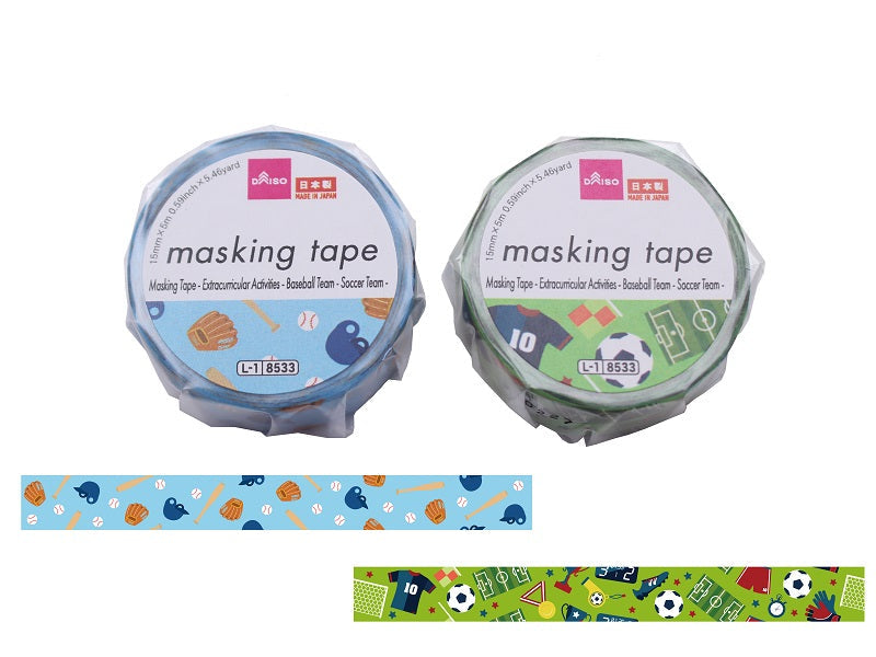 マスキングテープ（部活動、野球部、サッカー部） ダイソー(DAISO)