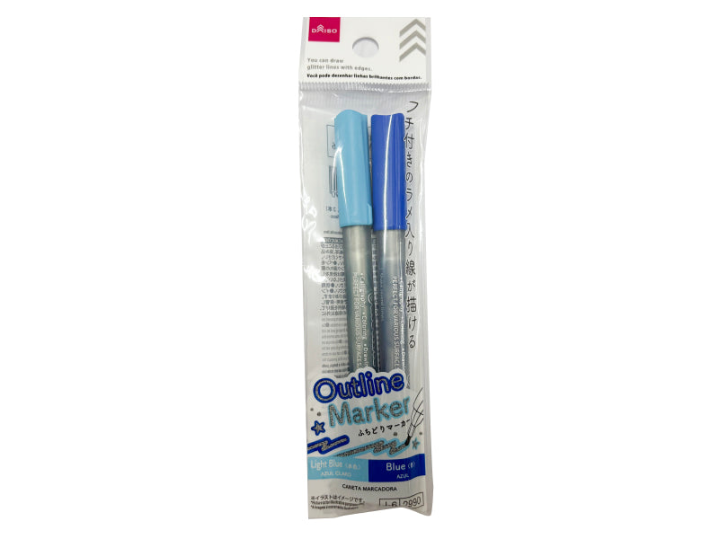 ふちどりマーカー（水色、青、２本） ダイソー(DAISO)