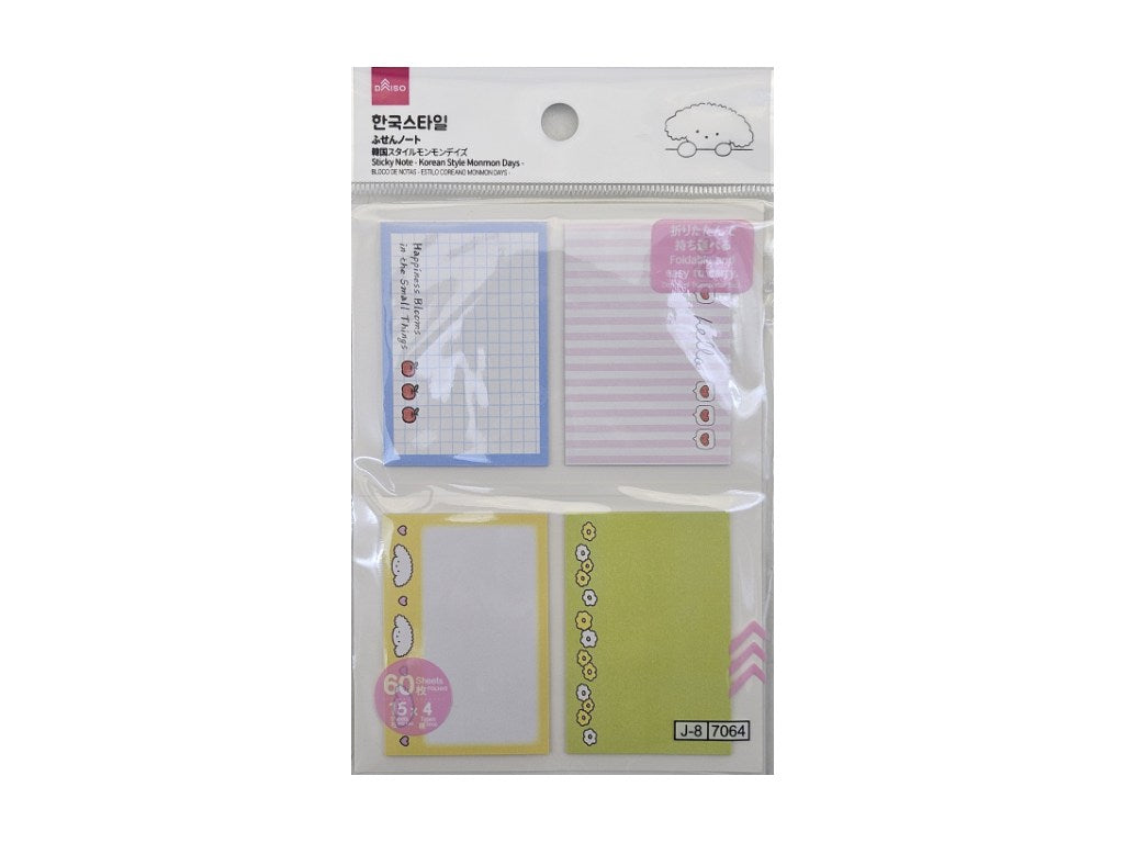 ふせんノート（韓国スタイルモンモンデイズ、１５枚ｘ４種） ダイソー(DAISO)