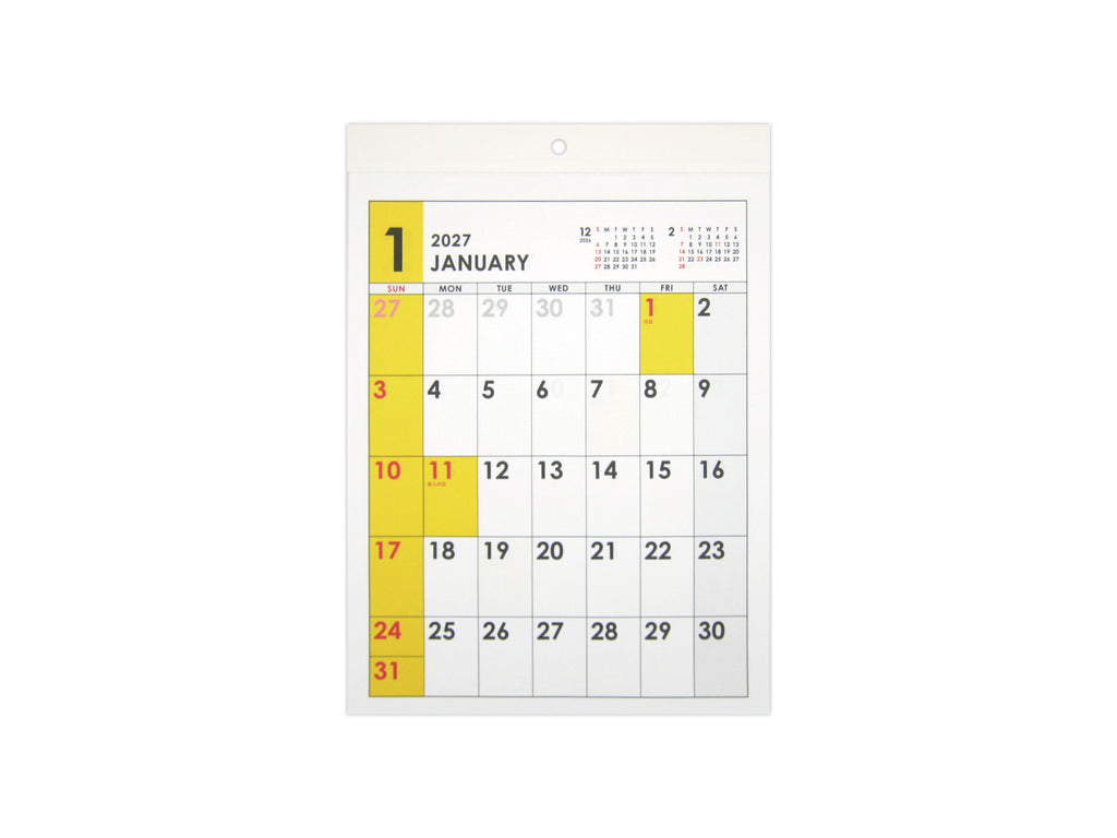 ２０２７年壁掛けカレンダー（Ａ４、１２カラー） ダイソー(DAISO)
