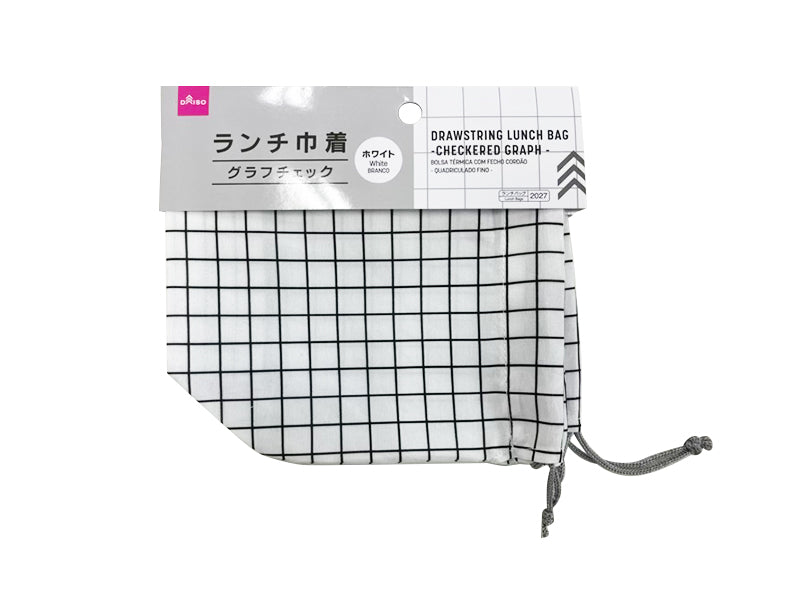 ランチ巾着（グラフチェック、ホワイト） ダイソー(DAISO)