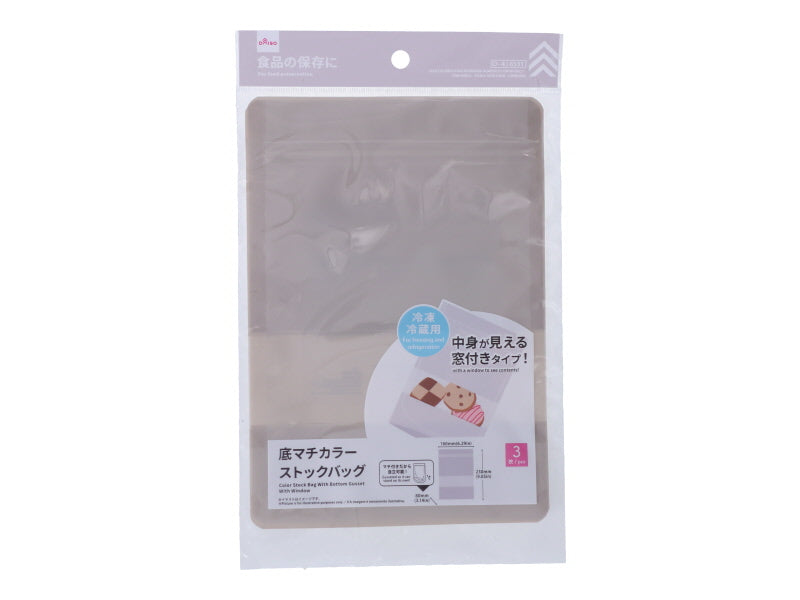 底マチカラーストックバッグ（窓付、３枚） ダイソー(DAISO)